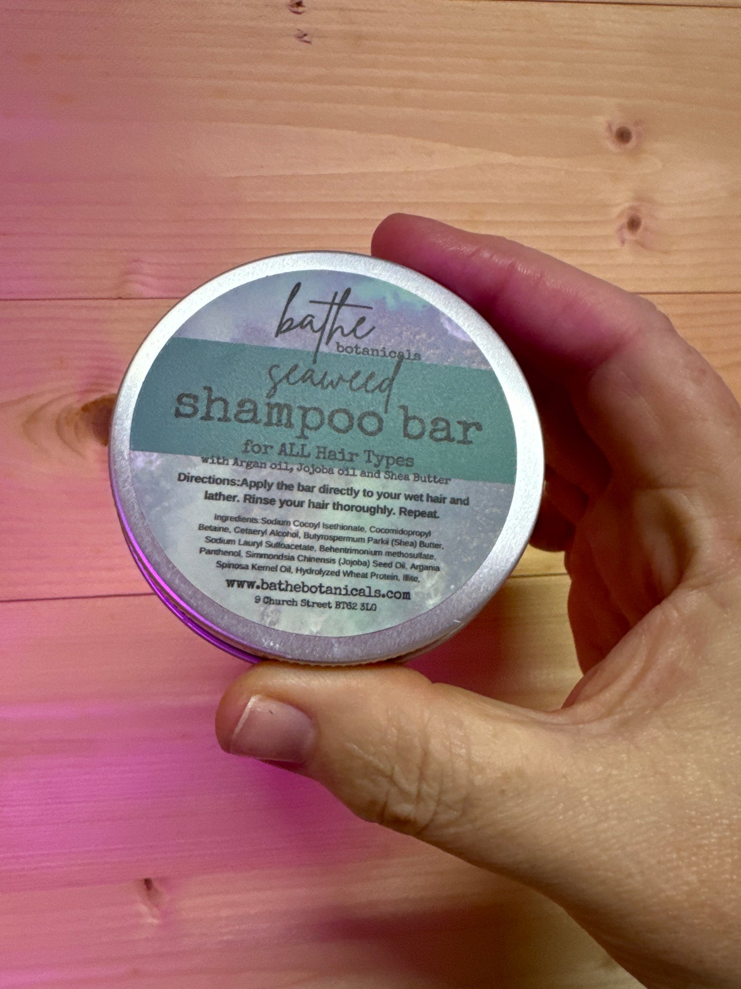 Seaweed shampoo bar in aluminium tin (all hair types)